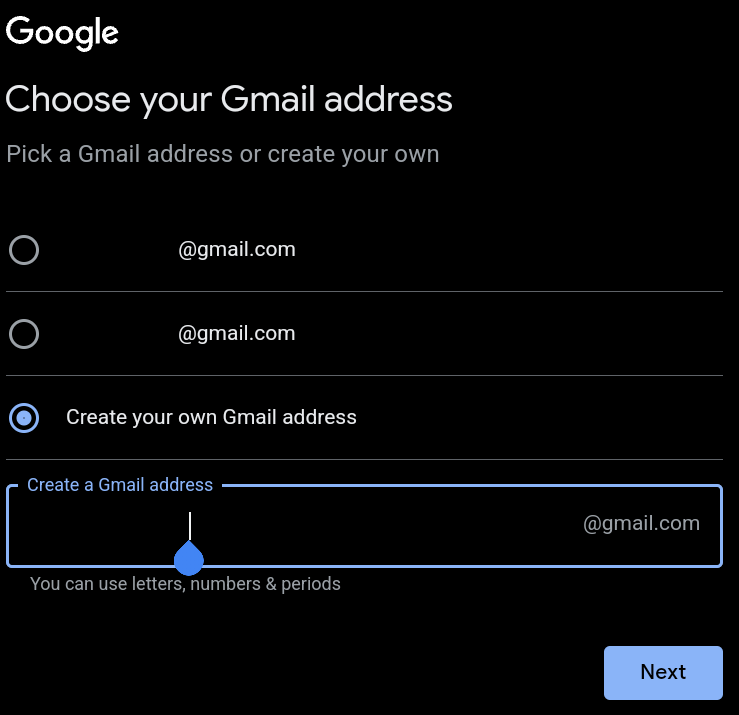 Gmail Adresse wählen