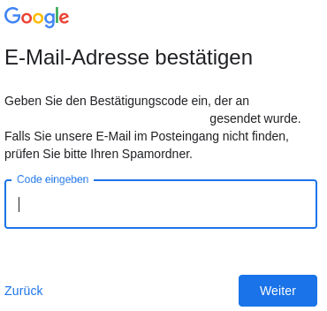 Google Konto E-Mail bestätigen